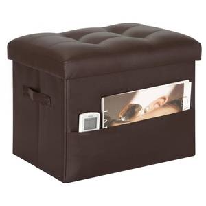 lot 13213 image: BelugaHelper Storage Ottoman Foot Rest Stool, Foldable Leather Footstool Storage Bench with Thicker Foam Padded Seat. Foot Rest Under Desk for Living Room Bedroom 350 lbs, 17x13x13 in, Brown
