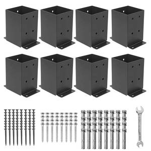 lot 13214 image: AXWHYS 4�4 Post Base 8 Pcs, (Inner Size 3.6x3.6) Post Brackets, Heavy Duty Black Metal Powder-Coated Thick Steel Post Anchor Outdoor for Support Deck Base Plate Pergola Brackets Fence Kit