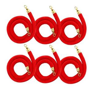 lot 13225 image: Yeatruojeet 6 Pack Velvet Stanchion Rope, 5 Feet Crowd Control with Silver Clasps, Foam Core Queue Safety Barriers for Party Event and Red Carpet - Golden Hook (6)