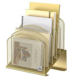 lot 13226 image: Delifox Inclined Desk File Organizer,Vertical File Folder Holder Stand Metal Rack File Sorter for Office Classroom Desktop Organization