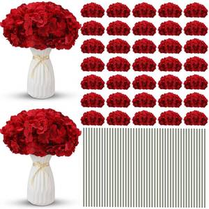lot 13229 image: Unittype 100 Pieces Silk Hydrangea Artificial Flowers Heads with Stems Faux Hydrangea Flowers for Wedding Centerpieces Bouquets DIY Floral Decorations for Home Indoor (Burgundy)