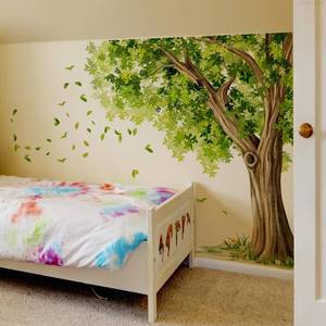 lot 14089 image: Mirabuy Large Green Leaves Tree Wall Decals, Dense Leaves Tree Wall Stickers for Living Room Bedroom Dinning Room, 58.73 x 43.10 inches