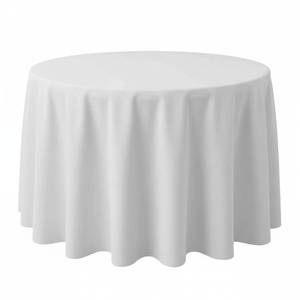 lot 14095 image: Surmente White Tablecloth for Round Tables, 70-inch Round Table Cloths for Weddings, Banquets, or Restaurants