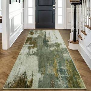 lot 14139 image: Washable Runner Rug, 2x6 Kitchen Rugs Green Long Runner Rugs with Rubber Backing, Abstract Non-Slip Carpet Runners for Hallways, Kitchen, Bedroom, Laundry, Entrance