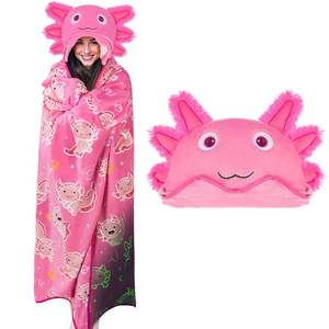 lot 14141 image: Axolotl Wearable Blanket Hoodie for Adults & Kids, Glow in the Dark Hooded Blanket, Soft Plush Flannel Oversized Pink Throw Wrap With Giant Hood, Axolotl Gifts for Women Girls Birthday Christmas