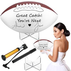 lot 14149 image: Liliful Wedding Football Autograph Football with 1 Stand 1 Signature Pen 1 Pump for Wedding Reception Game Favor (Full Size 12 Inch)