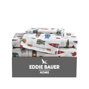 lot 15160 image: Eddie Bauer - Queen Sheets, Cotton Percale Bedding Set, Crisp & Cool Home Decor (Kayak Adventure, Queen)