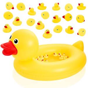lot 15162 image: WinnerWhy Duck Matching Game Includes Inflatable Pool Pond and 20 Numbered Floating Rubber Ducks for Festival Carnival Water Outdoor Game, Pump Not Included