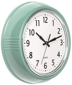 lot 15173 image: Bernhard Products Retro Wall Clock 12 Inch Seafoam Green Kitchen 50s Vintage Design Round Silent Non Ticking Battery Operated Quality Quartz Clocks for Home Office School Kids Bedroom Living Room