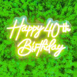 lot 15182 image: Happy 40th Birthday Neon Sign For Birthday Party16.510.5 Neon Happy Birthday Led Neon Light For Party Backdrop Wall Decor With Dimmable Switch Birthday Light Up Sign Birthday Gift