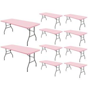 lot 15187 image: 6 Foot Picnic Table Cover Fitted Elastic Tablecloth for Rectangle Table 10 Pack Waterproof Stretch Washable Folding Indoor Outdoor Spandex Tablecloth for Parties Banquet Camping (Pink,30 x 72)