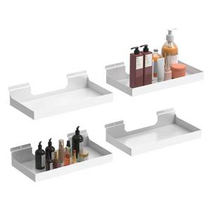 lot 15191 image: MQKIWAO 4 Pcs 16X8 Inch Slatwall Shelves, Heavy Duty Slatwall Baskets, Metal Slat Wall Shelves Accessories, Metal Retail Display for Storage and Organization, White