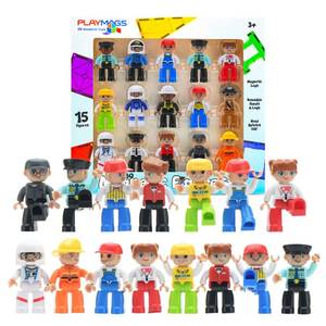 lot 15193 image: Playmags Large Magnetic Figures Community Set of 15 Pieces �� 3 Play People Perfect for Magnetic Toys Building Blocks - STEM Learning Toys for Kids �� Magnet Tiles Expansion Accessories Pack