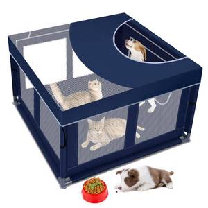 lot 15199 image: Dog Kitten Playpen with Cover, 42x42 x25.5 Puppy Playpen for Small Pet with See-Through Topper Proof, Green