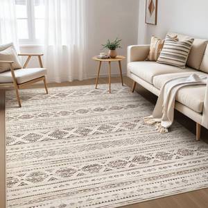 lot 15220 image: Nakagishi Area Rug Living Room Rugs 5x7 Washable Boho Large Neutral Farmhouse Soft Moroccan Stain Resistant Indoor Carpet for Bedroom Nursery Kids Office Dining Room Home House Decor - Dark Brown