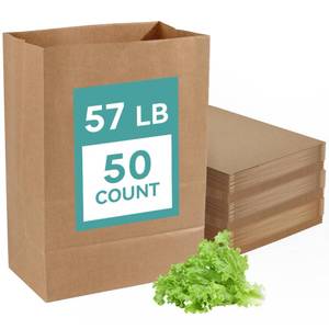 lot 15222 image: MUCHII 57 LB 50 Count Kraft Paper Bags, Large Brown Paper Grocery Bags for Storage, Shopping