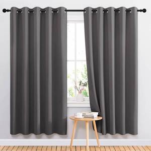 lot 16296 image: NICETOWN Blackout Curtains Panels for Bedroom - 3 Pass Microfiber Noise Reducing Thermal Insulated Solid Ring Top Blackout Window Drapes (2 Panels, 66 x 72 Inch, Gray)