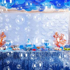 lot 16305 image: Soulchen 150 Pcs 5 and 8 Under The Sea Party Decorations Clear Bubble Garlands Mermaid Birthday Bobo Balloon Decoration Mermaid Birthday Decor for Summer Beach Ocean Party Supplies
