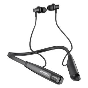 lot 16308 image: AIYIBEN Neckband Bluetooth Headphone with LED Power, Neckband Headphones 100 Hours Playtime, in-Ear Bluetooth Headphone with Microphone for Running and Exercising in The Gym (Y10)