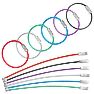 lot 16320 image: Uniclife 4 Inch Wire Keychain Cable in 6 Assorted Colors Large Stainless Steel Key Ring Loop Holder for Outdoor Hiking Heavy Duty Connectable Luggage Tag Keeper for Sport and Travel, 12 Pack