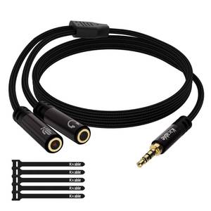 lot 16321 image: 18inch Aux Headphone Splitter 2 Way Cable 1FT, 3.5mm 1 Male to 2 Female Mic and Audio Y TRRS Adapter, Compatible with Headset Earphone Switch 2PS4PS5 Steam Deck Xbox PC Laptop Phone Tablet Gaming