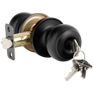 lot 16339 image: HOSOM Door Knob with Lock and Key, Keyed Entry Door Knob, Exterior and Interior Door Lock for Front Door Commercial and Residential Area, Entry Door Handle for Bedroom and Bathroom, Matte Black