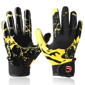 lot 16346 image: Goporoy Youth Football Gloves for Kids Excellent Grip Football Receiver Gloves, ICY Gold Youth ML