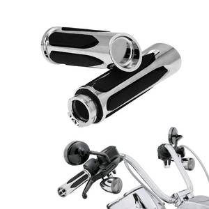 lot 16348 image: HDBUBALUS Soft Touch Hand Grips Motorcycle 1 Inch Grips Fit for Harley Touring Sportster Dyna 883 1200 Softail Custom Chrome