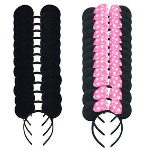 lot 16349 image: YOVECATHOU 24 Pcs Mouse Costume Deluxe Fabric Ears Headband White Polka Dots Bow Party Headwear Decorations