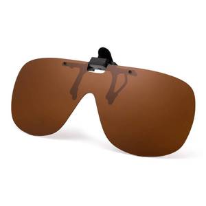 lot 16377 image: JM Polarized Clip on Sunglasses Frameless Flip Up One Piece Shield Lens for Prescription Glasses Brown