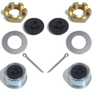lot 16485 image: iBroPrat 2Set Trailer Nut Kits 1 Spindle Shaft Can-am Castle Nuts 1 Washers 2.25 Cotter Pins 1.98 Dust Covers and Rubber Plugs for 1 Shaft Spindle