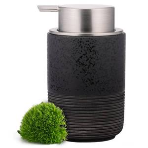 lot 16494 image: EMPO Ceramic Embossed Press Foam Hand Soap Dispenser - 300ml Large Capacity Facial Cleansing Bottle and Liquid Soap Dispenser for Kitchen Bathroom with Mousse Lotion Pump (Black)