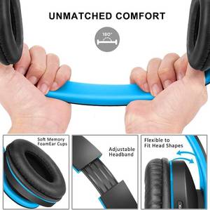 lot 16497 image: ZIHNIC Bluetooth Headphones Over-Ear, Foldable Wireless and Wired Stereo Headset Micro SDTF, FM for Cell Phone,PC,Soft Earmuffs &Light Weight for Prolonged Wearing (BlackBlue)