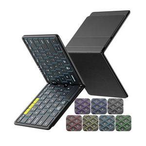 lot 18057 image: Samsers Full-Size Foldable Bluetooth Keyboard, KF08X Wireless Folding Keyboard with Backlight, Portable Travel Keyboards for iPhone iPad Smartphone Tablet Laptop, Android Windows Mac OS - Black