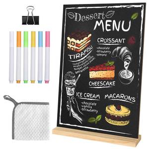 lot 18082 image: TLAZZ Small Chalkboard Sign 7.9 X 11.8 Inch Tabletop Chalkboard with Wooden Base Stand Double Sided Message Menu Chalk Board Stand Sign for Kitchen Wedding Bar Restaurant Party Decoration (1 Pack)