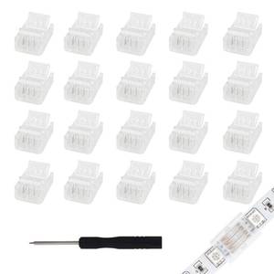 lot 18086 image: 20 Pcs 4 Pin 10mm RGB LED Strip Connectors, Gapless Solderless Strip to Strip LED Connector for 10mm Waterproof or Non-Waterproof SMD 50503528 RGB LED Strip Lights 5V 12V 24V 36V