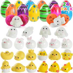 lot 18087 image: Xgmadiles 24 Pack Prefilled Easter Eggs with Mini Resin Animal Figurines - Unique Easter Basket Stuffers for Toddlers, Boys, Girls - Party Favors, School Classroom Prizes, Easter Egg Hunt Supplies