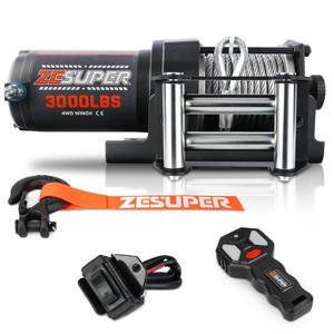 lot 19814 image: ZESUPER 3000 lb Electric Winch Steel Cable Off Road ATV Winch Waterproof UTV ATV Boat Trailer Winch Kits 12V Winch with Wireless Remote Mounting Plate Handheld Switch