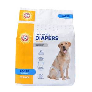 lot 19823 image: Arm & Hammer for Pets Disposable Female Dog Diapers with Odor Control and Wetness Indicator, Leak Resistant Dog Diapers for Incontinence and Heat Cycles, Size Large 18��23 in Waist, 12 Count
