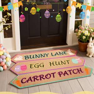 lot 19841 image: Dunzy Easter Coir Doormat Spring Welcome Mat Outdoor Indoor Easter Signage Door Mats Non Slip Floor Mats for Indoor Bedroom Living Room Bathroom Home 30 x 18 Inch