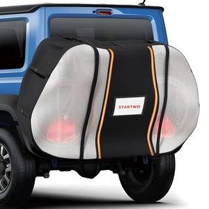 lot 19850 image: STARTWO Bike Cover for Transport On Rack, Bicycle Cover Outdoor Storage Waterproof for Transport 2 Bikes on Car Rear, with Two Elastic Straps and License Plate Window, Visible tail lights