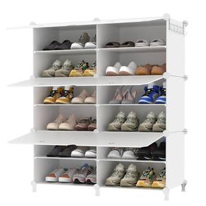 lot 19853 image: AWTATOS Shoe Rack, 6 Tier Shoe Storage Cabinet with Door, 32 Pair Shoe Organizer Shelves for Closet Hallway Bedroom Entryway, White
