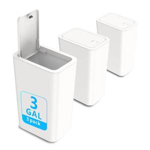 lot 19854 image: N. NETDOT 3 Pack Small Trash Can with lid, 3 Gallon Bathroom Trash Can,Garbage Can Slim Trash Bin Waste Basket for Bathroom,Kitchen,Bedroom,Living Room,Office,Laundry - Off White
