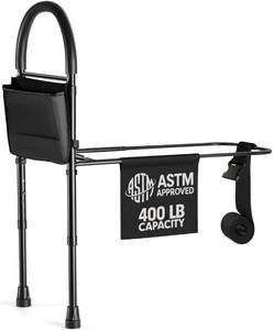 lot 19879 image: Medical king Bed Rails for Elderly Adults Safety Bed Assist Rails for Seniors with Adjustable Heights ASTM Approved Easy to get in or Out of Bed with Floor Support