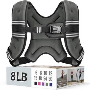lot 19888 image: Zeerun Weighted Vest for Women & Men with Reflective Stripe and Adjustable Buckle, Comfortable & Durable Rucking Vest for Walking, Running & Strength Training, 8LBS-Gray