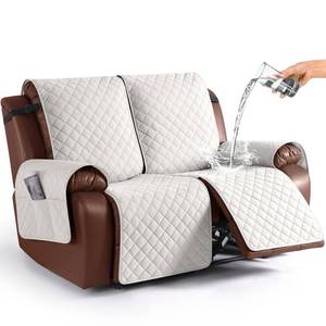 lot 19900 image: KinCam Waterproof Oversized Loveseat Recliner Cover, Non-Slip Reclining Couch Covers for 2 Seat, Recliner Sofa Cover Furniture Protector with Elastic Straps for Kids, Pets, Beige