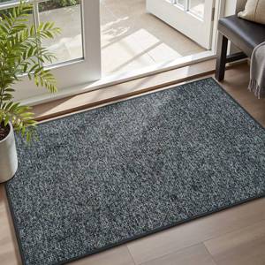lot 19901 image: MontVoo Door Mat Indoor Entrance Doormat, Absorbent Durable Rubber Non Slip Front Door Mat for Inside Entry Entryway Dirt Trapper Welcome Mat, Darkgrey 32x48