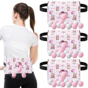 lot 19914 image: HappyAlley 4 Sets Bear Baby Shower Game Pink Shaking Swing Balls Included 4 Shake Box & 4 Belt & 80 Ball Funny Adult Novelty Twerk Activities Gender Reveal Games Party for Outdoors Indoors