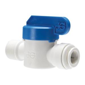 lot 20059 image: John Guest Speedfit 38 Inch OD x 38 Inch NPTF Male Shut-Off Valve, Push to Connect Plastic Plumbing Fitting, White, PPSV011223WP