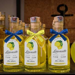 lot 20064 image: Feifeiya 24 Pcs Limoncello Labels with Ribbon Christmas Lemon Bottle Labels 2 x 3 Inches Handmade Limoncello Stickers for 4 oz or 8 oz Bottles for Wedding Bridal Shower Gifts Small Business Supplies